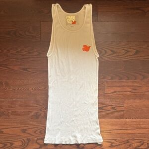 Freecity White Tank Top with Orange Logo